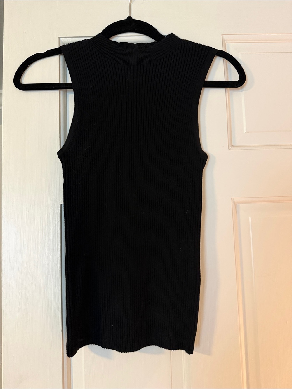 Michael Stars Black Ribbed Sleeveless Mock Neck Top